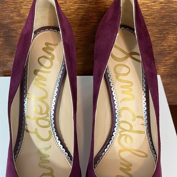 Gorgeous Sam Edelman Plum Suede High Heels Sz 7 - Picture 4 of 11